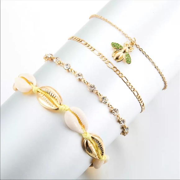 Little Bee + Cowrie Shell Anklet Set - Picture 2 of 3